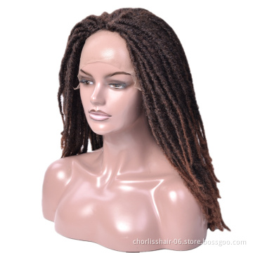 Manufacturer Supplier Synthetic Hair Wigs for Women Dreadlocks Braiding Hair Wig Faux Locs Crochet Braided Lace Frontal Wig